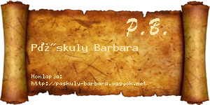 Páskuly Barbara névjegykártya